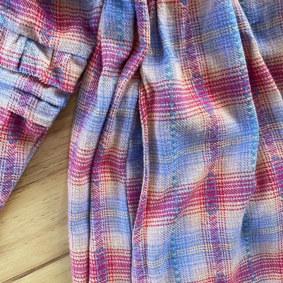 Free People Redwood Flannel Size Small Pink Plaid Babydoll Mini Dress M - Picture 10 of 14